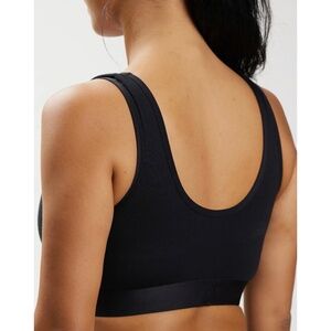 TomboyX - Essentials Cotton Black Scoop Neck Scoop Back Soft Bra - 2X